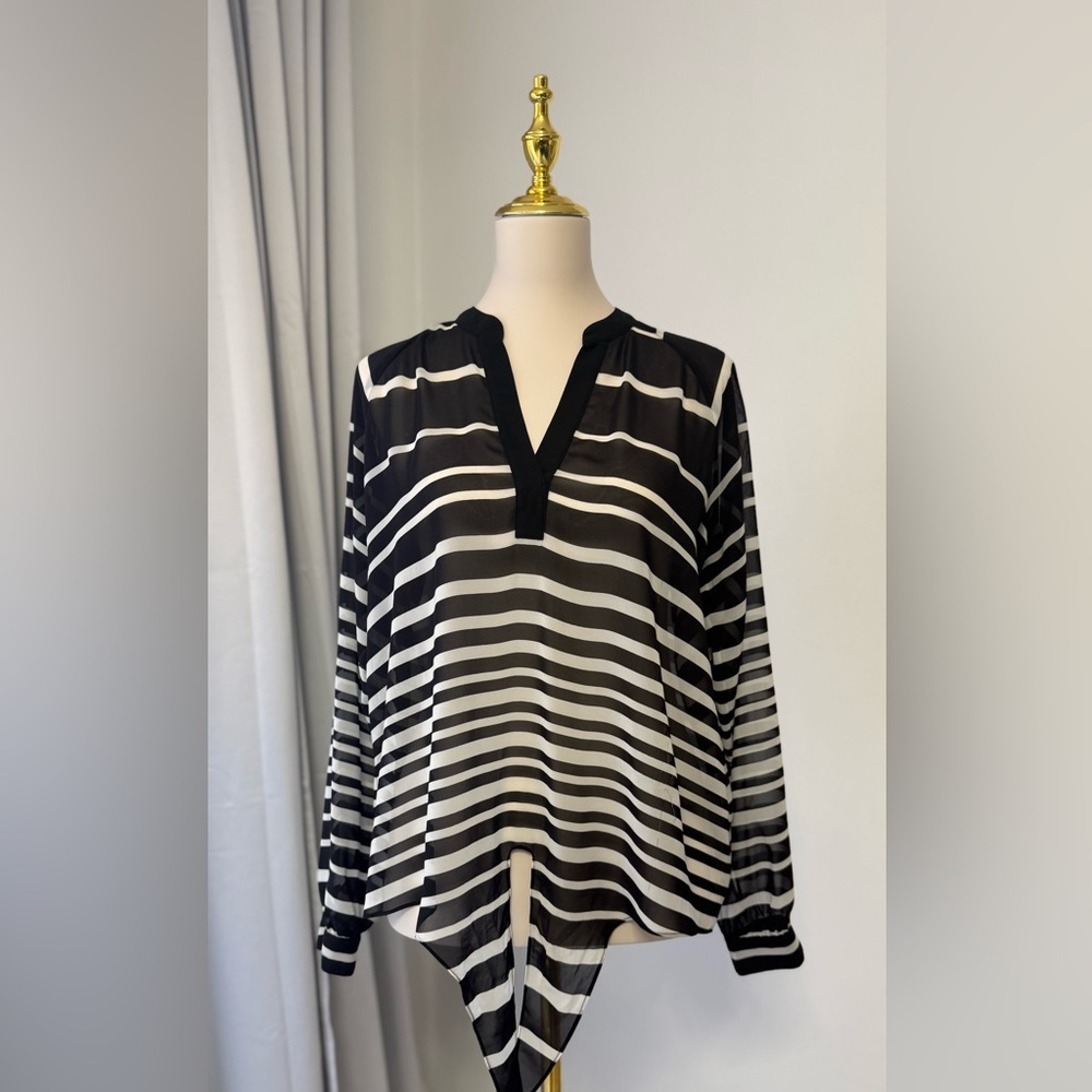 I.N.C. Black and White Striped Women's Top